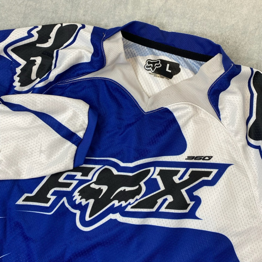 Fox‎ Racing 360 Motocross Jersey Blue White Long Sleeve Size L